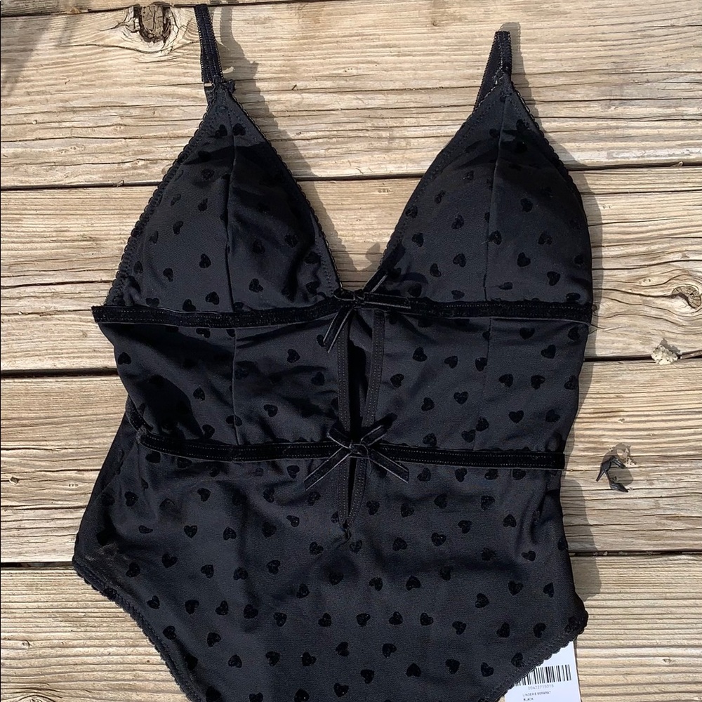 Black heart body suit/ lingerie